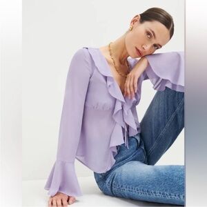 Reformation Lavender Ruffle Blouse